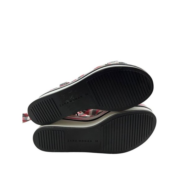 Zara Women's Sandals Lace Up Strappy Stripe Wrap Ankle Platform Size 6 EU 36 - Picture 9 of 11